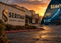 Seritage Growth Properties liquidation-value illustration showing SRG at $1.82 with a potential path toward $3.64 amid remaining real estate assets.